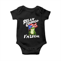 Funny Relax Gringo I Am Legal Baby Onesie Puerto Rico Flag Coqui Frog - Wonder Print Shop