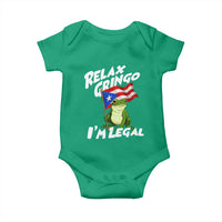 Funny Relax Gringo I Am Legal Baby Onesie Puerto Rico Flag Coqui Frog - Wonder Print Shop