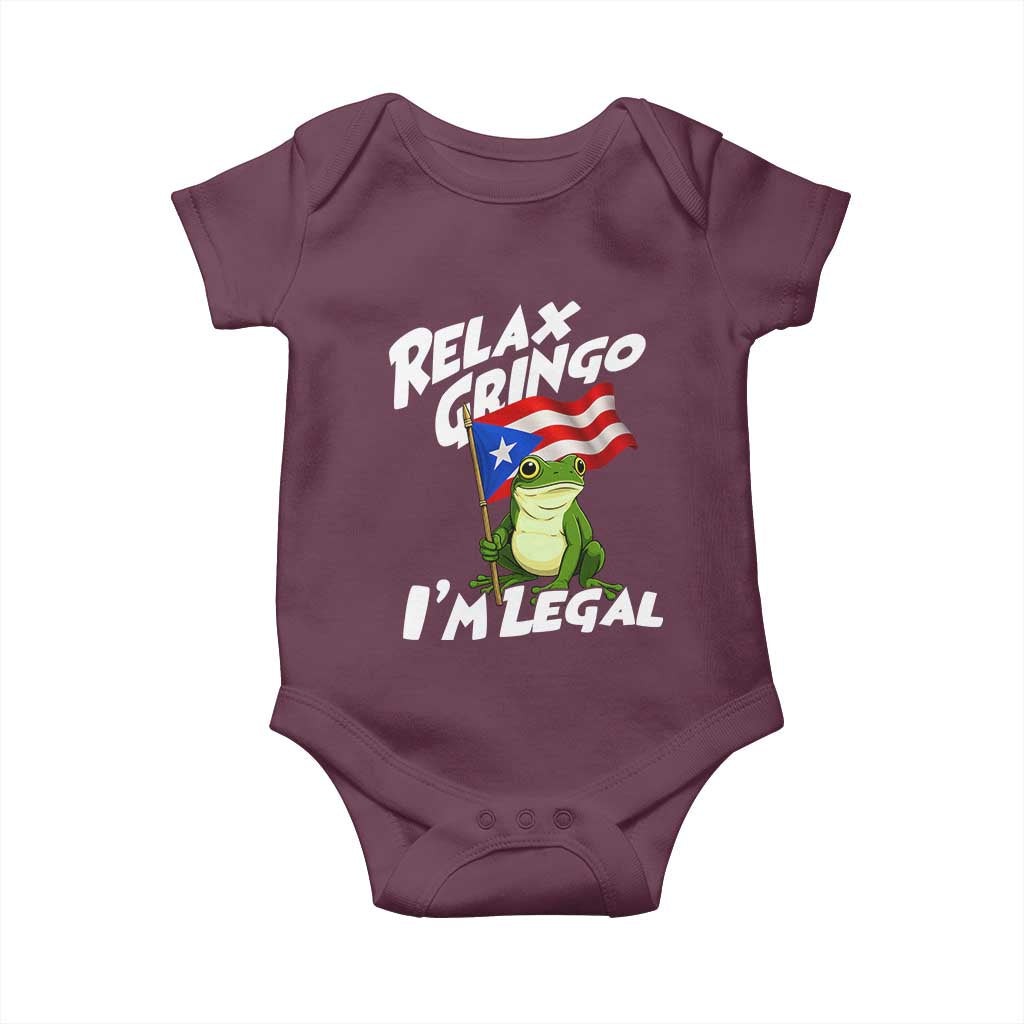 Funny Relax Gringo I Am Legal Baby Onesie Puerto Rico Flag Coqui Frog - Wonder Print Shop