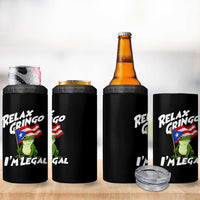 Funny Relax Gringo I Am Legal 4 in 1 Can Cooler Tumbler Puerto Rico Flag Coqui Frog - Wonder Print Shop