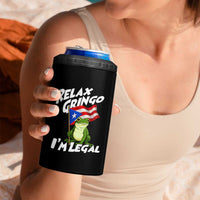 Funny Relax Gringo I Am Legal 4 in 1 Can Cooler Tumbler Puerto Rico Flag Coqui Frog - Wonder Print Shop