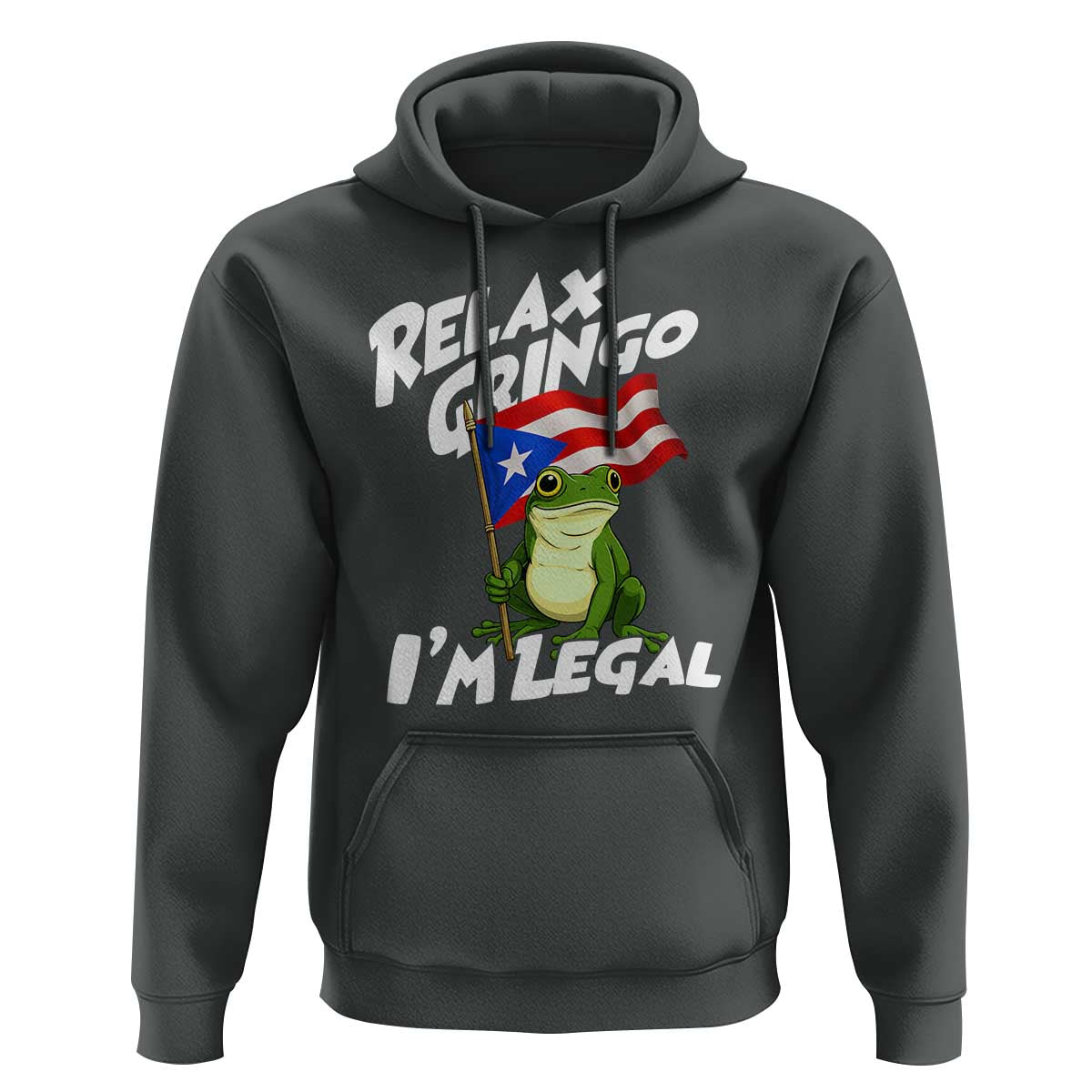 Funny Relax Gringo I Am Legal Hoodie Puerto Rico Flag Coqui Frog - Wonder Print Shop