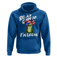 Funny Relax Gringo I Am Legal Hoodie Puerto Rico Flag Coqui Frog - Wonder Print Shop