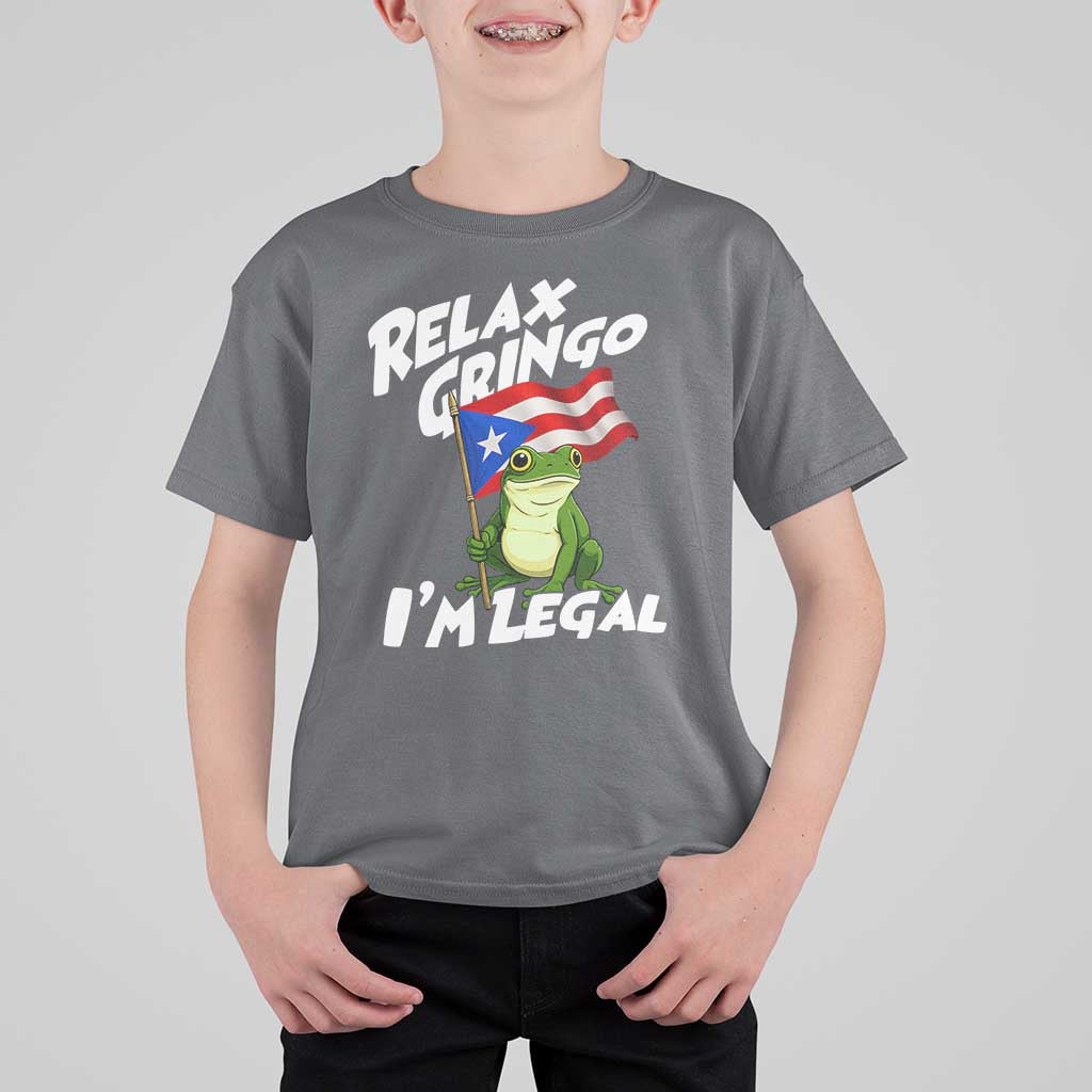Funny Relax Gringo I Am Legal T Shirt For Kid Puerto Rico Flag Coqui Frog - Wonder Print Shop