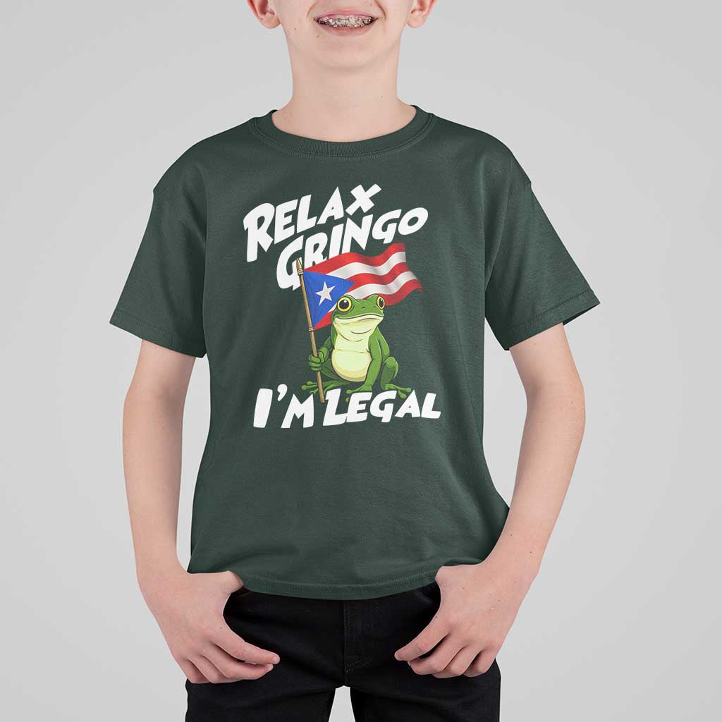 Funny Relax Gringo I Am Legal T Shirt For Kid Puerto Rico Flag Coqui Frog - Wonder Print Shop