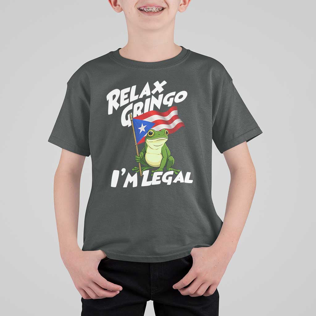 Funny Relax Gringo I Am Legal T Shirt For Kid Puerto Rico Flag Coqui Frog - Wonder Print Shop