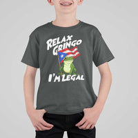 Funny Relax Gringo I Am Legal T Shirt For Kid Puerto Rico Flag Coqui Frog - Wonder Print Shop