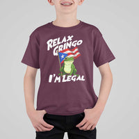 Funny Relax Gringo I Am Legal T Shirt For Kid Puerto Rico Flag Coqui Frog - Wonder Print Shop