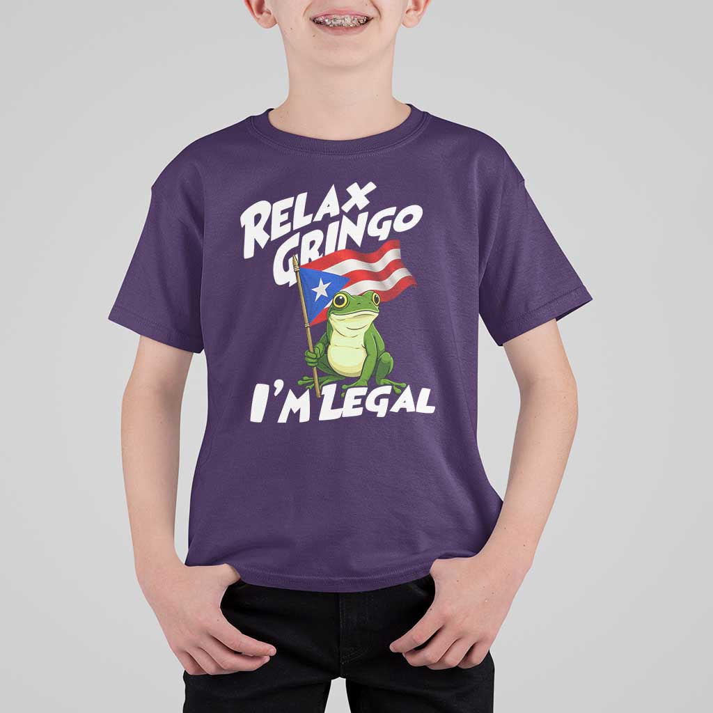 Funny Relax Gringo I Am Legal T Shirt For Kid Puerto Rico Flag Coqui Frog - Wonder Print Shop