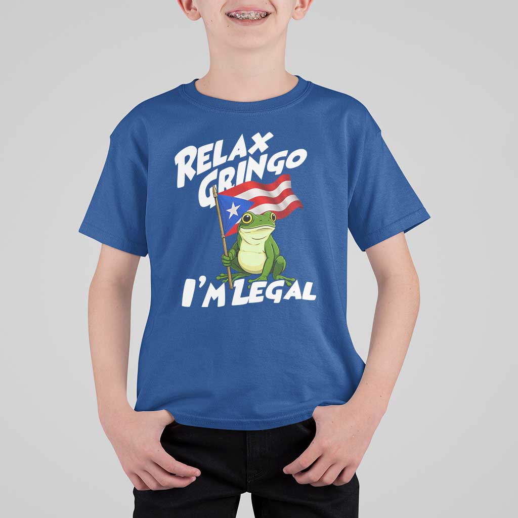 Funny Relax Gringo I Am Legal T Shirt For Kid Puerto Rico Flag Coqui Frog - Wonder Print Shop