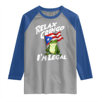 Funny Relax Gringo I Am Legal Raglan Shirt Puerto Rico Flag Coqui Frog - Wonder Print Shop