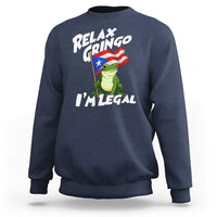 Funny Relax Gringo I Am Legal Sweatshirt Puerto Rico Flag Coqui Frog - Wonder Print Shop