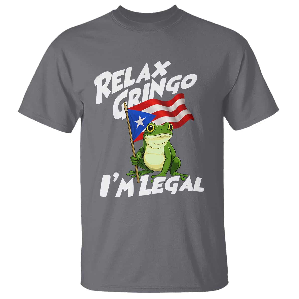 Funny Relax Gringo I Am Legal T Shirt Puerto Rico Flag Coqui Frog - Wonder Print Shop