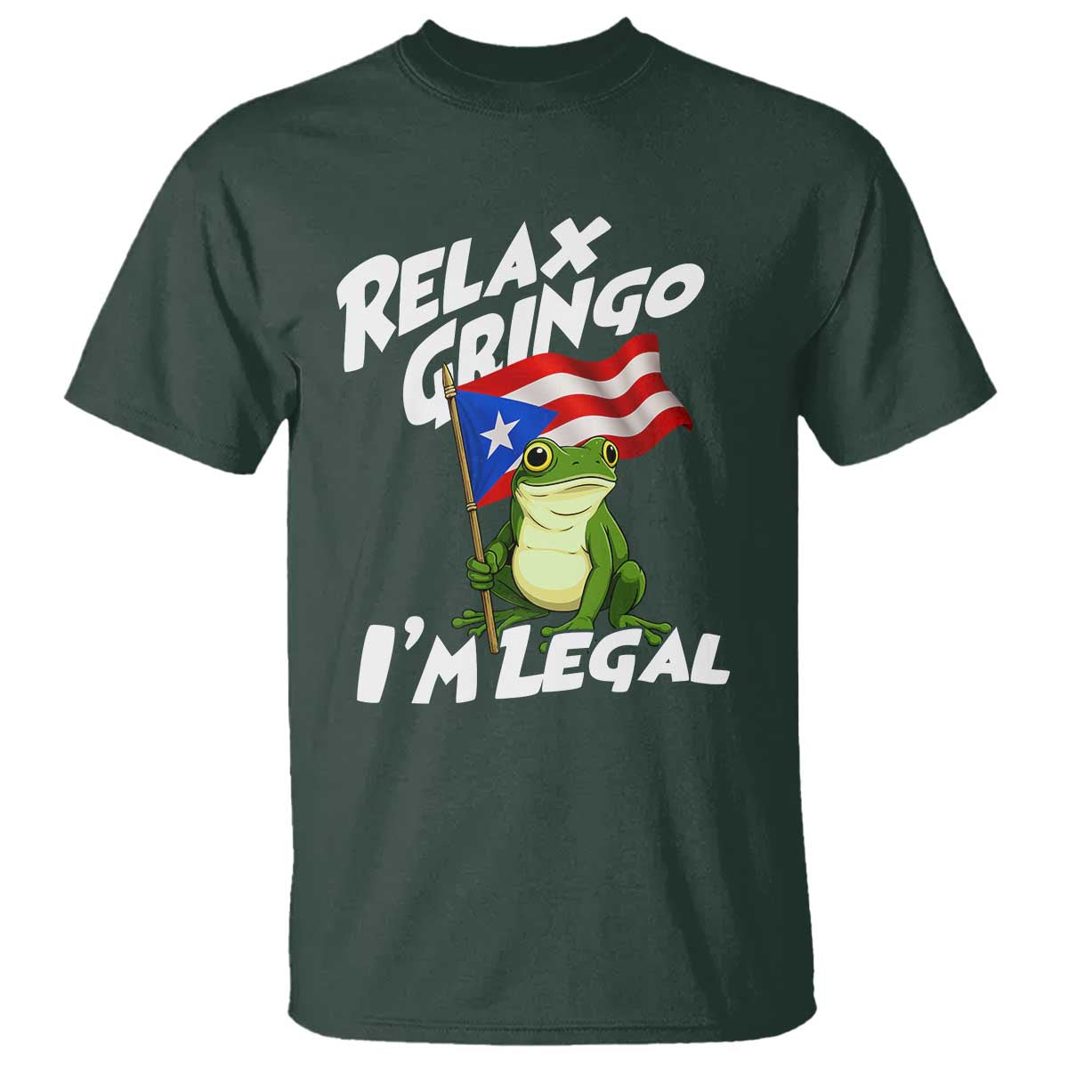 Funny Relax Gringo I Am Legal T Shirt Puerto Rico Flag Coqui Frog - Wonder Print Shop