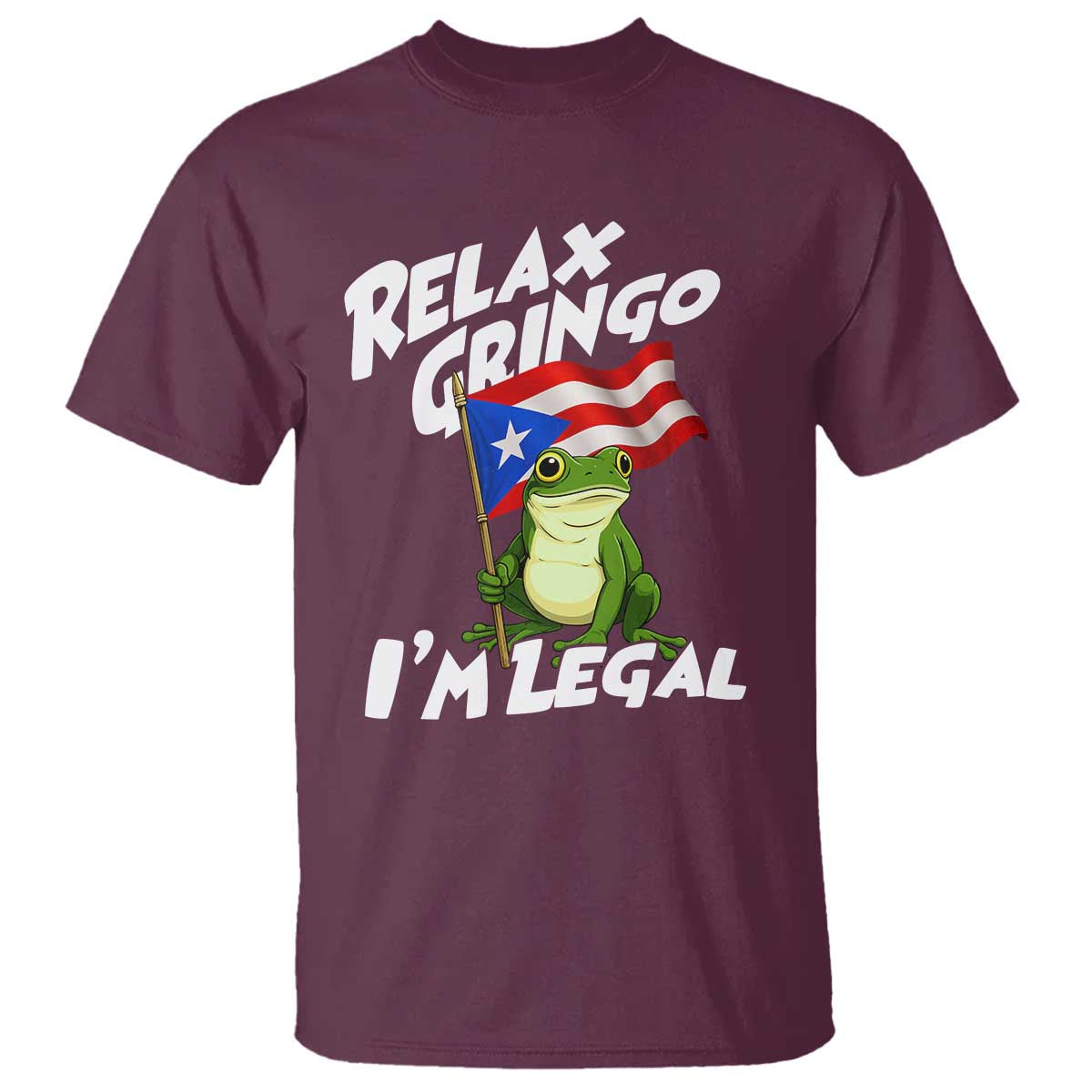 Funny Relax Gringo I Am Legal T Shirt Puerto Rico Flag Coqui Frog - Wonder Print Shop