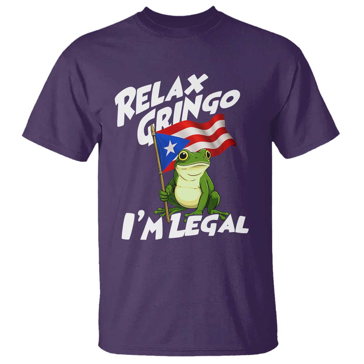 Funny Relax Gringo I Am Legal T Shirt Puerto Rico Flag Coqui Frog - Wonder Print Shop