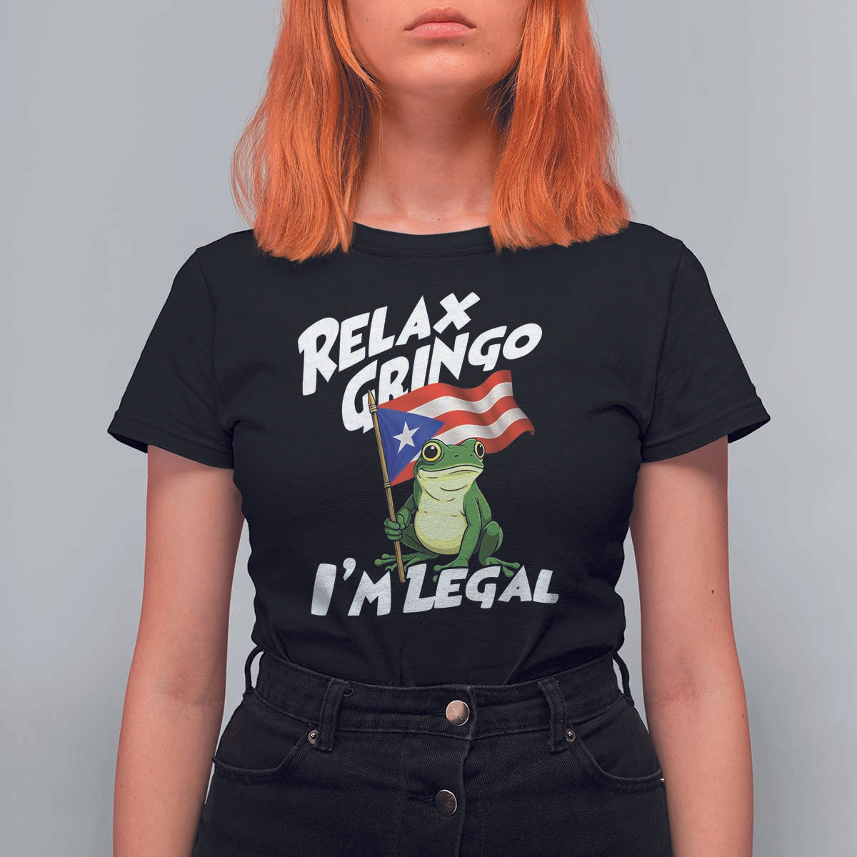 Funny Relax Gringo I Am Legal T Shirt For Women Puerto Rico Flag Coqui Frog - Wonder Print Shop