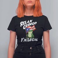 Funny Relax Gringo I Am Legal T Shirt For Women Puerto Rico Flag Coqui Frog - Wonder Print Shop