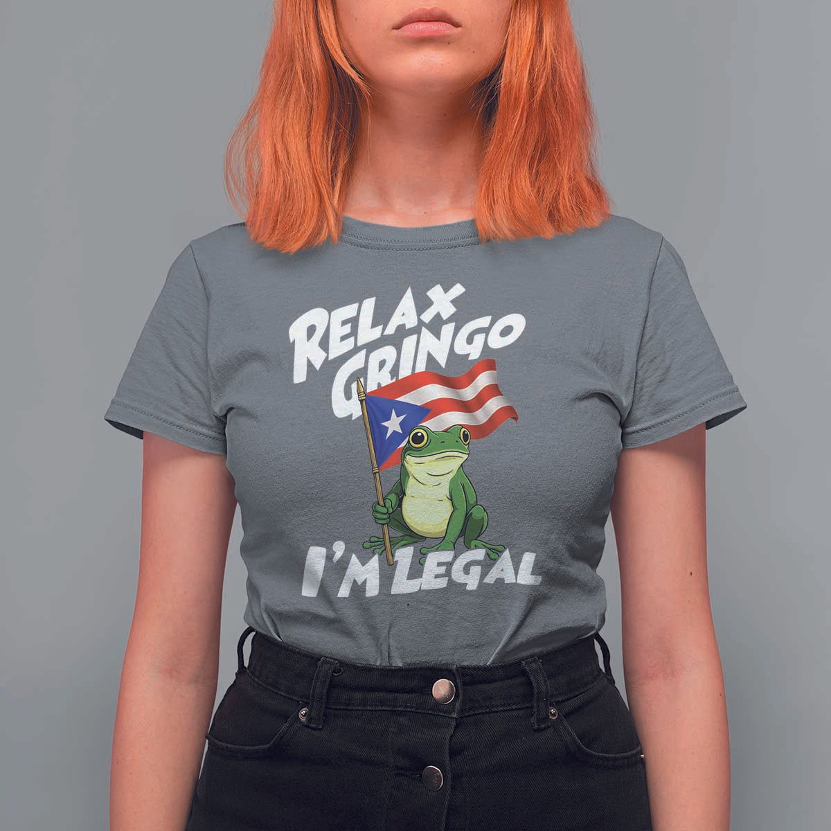 Funny Relax Gringo I Am Legal T Shirt For Women Puerto Rico Flag Coqui Frog - Wonder Print Shop