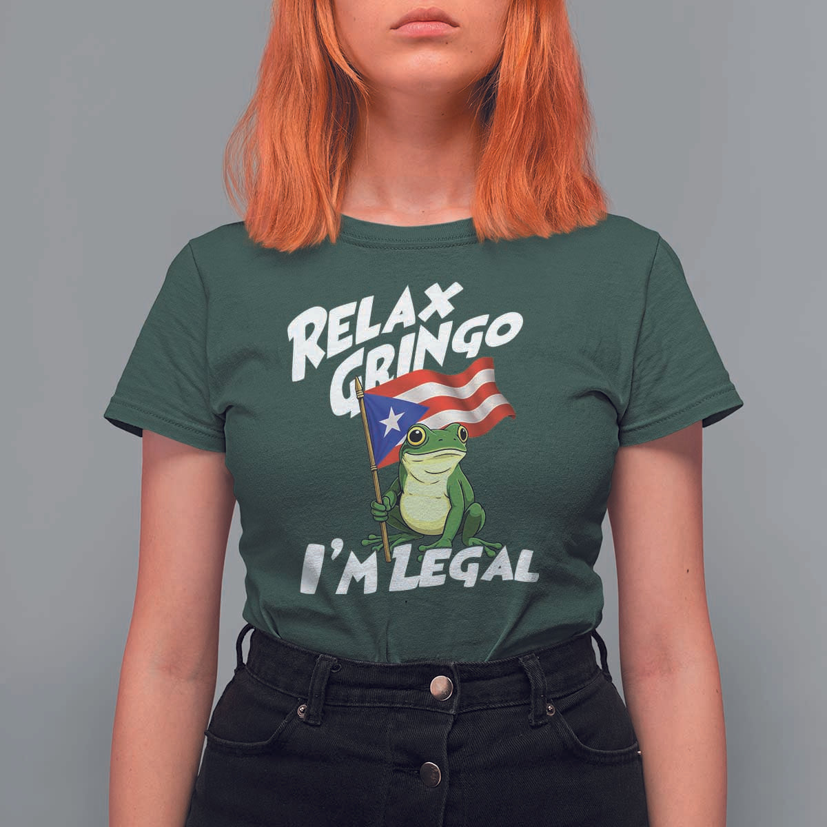 Funny Relax Gringo I Am Legal T Shirt For Women Puerto Rico Flag Coqui Frog - Wonder Print Shop