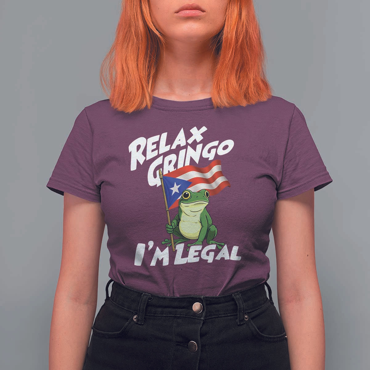 Funny Relax Gringo I Am Legal T Shirt For Women Puerto Rico Flag Coqui Frog - Wonder Print Shop