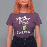 Funny Relax Gringo I Am Legal T Shirt For Women Puerto Rico Flag Coqui Frog - Wonder Print Shop