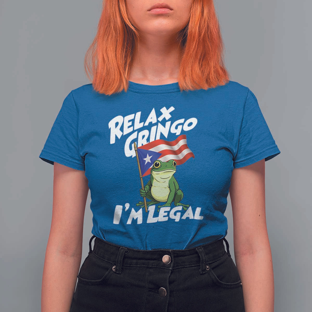 Funny Relax Gringo I Am Legal T Shirt For Women Puerto Rico Flag Coqui Frog - Wonder Print Shop