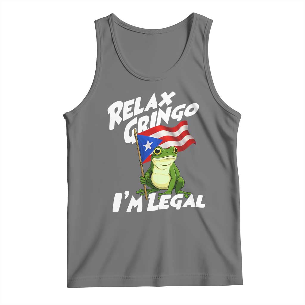 Funny Relax Gringo I Am Legal Tank Top Puerto Rico Flag Coqui Frog - Wonder Print Shop