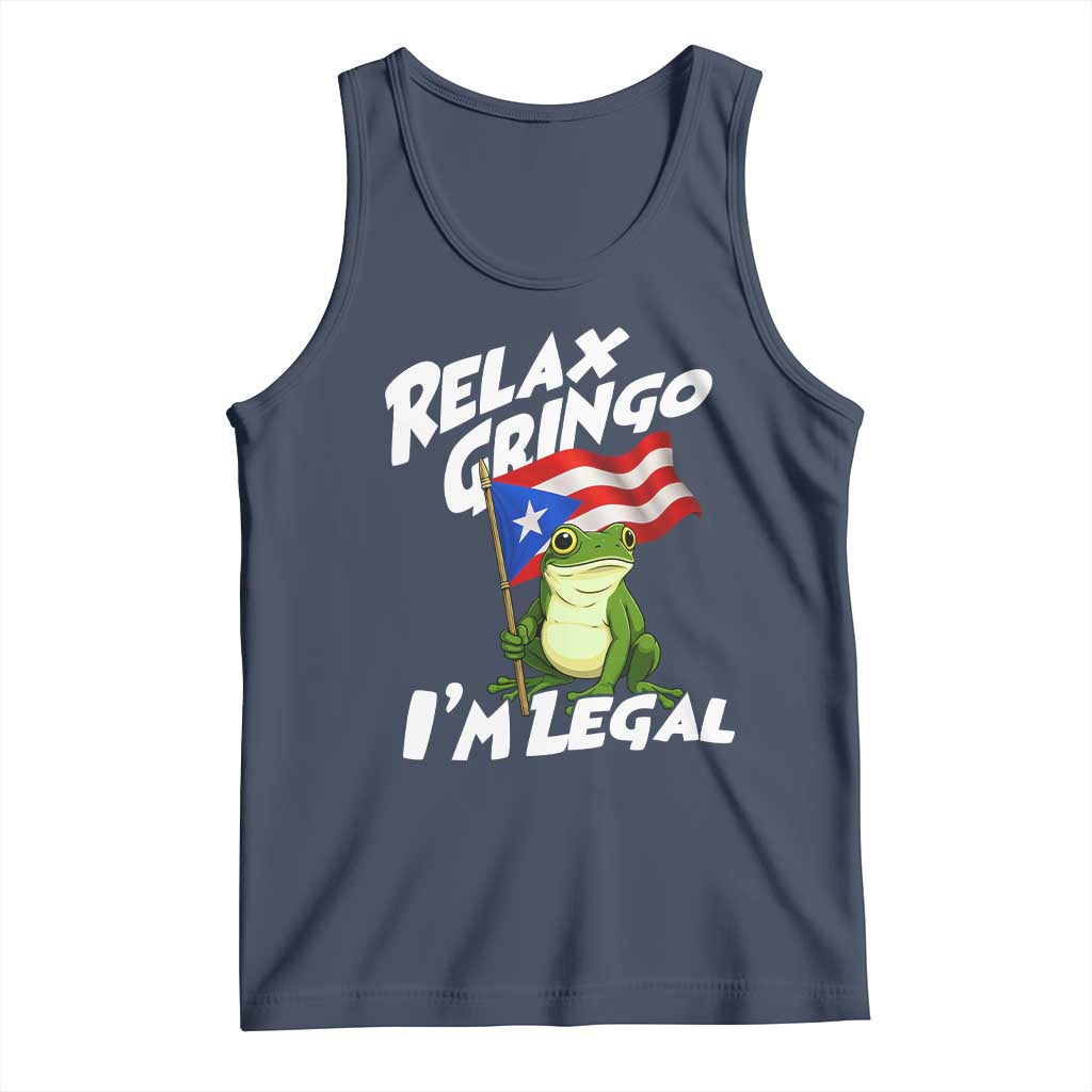Funny Relax Gringo I Am Legal Tank Top Puerto Rico Flag Coqui Frog - Wonder Print Shop
