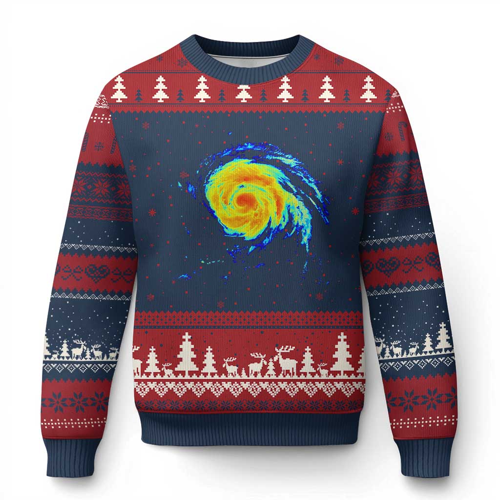 Hurricane Erin Ugly Christmas Sweater Meteorologist Weather Radar Storm Chasing - Wonder Print Shop