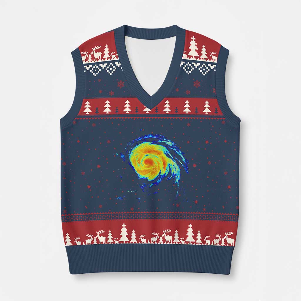 Hurricane Erin V-Neck Knit Sweater Vest Meteorologist Weather Radar Storm Chasing - Wonder Print Shop