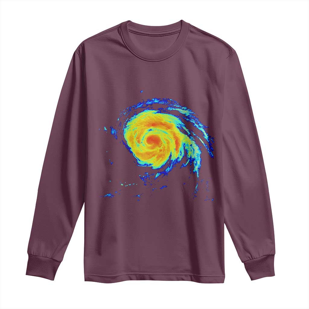 Hurricane Erin Long Sleeve Shirt Meteorologist Weather Radar Storm Chasing - Wonder Print Shop