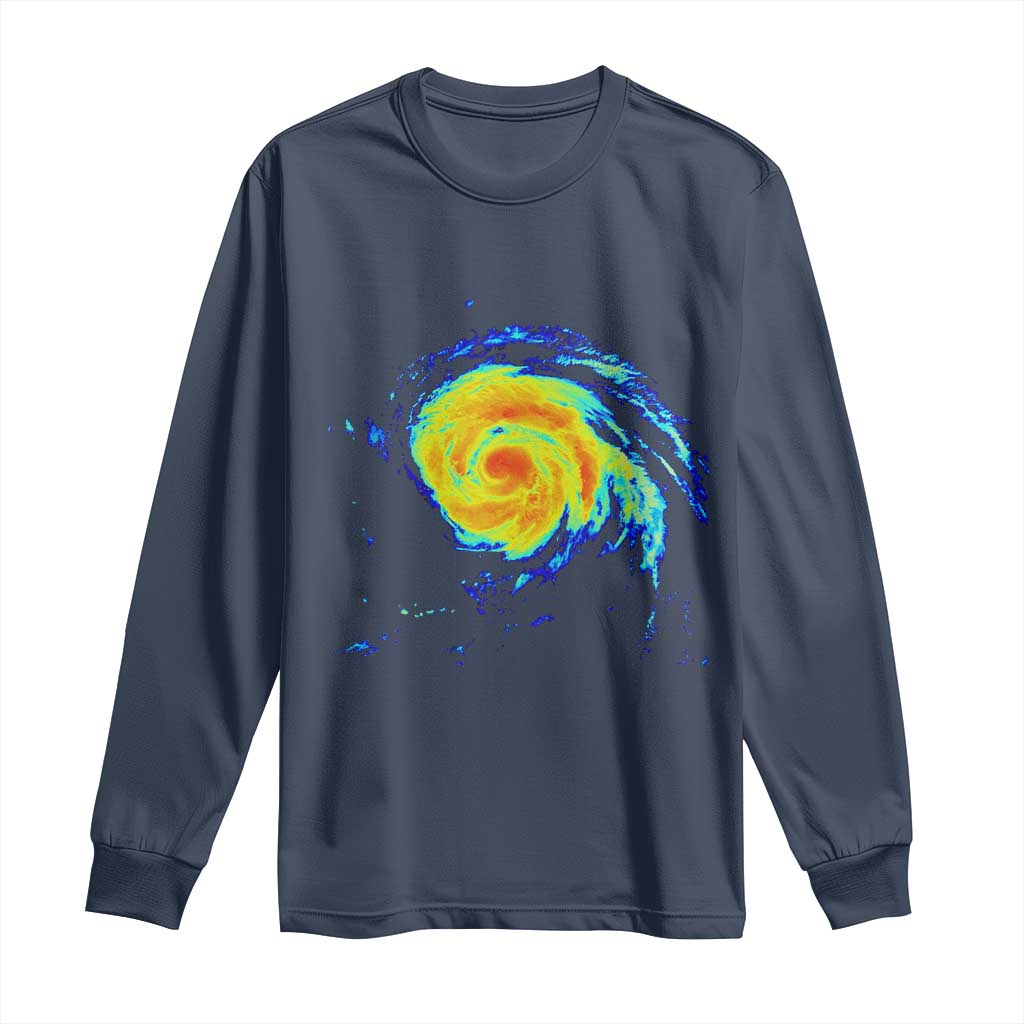 Hurricane Erin Long Sleeve Shirt Meteorologist Weather Radar Storm Chasing - Wonder Print Shop