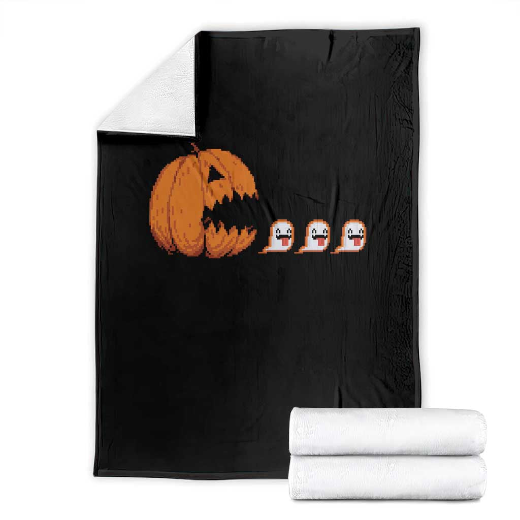 Funny Halloween Gamer Video Gaming Pumpkin Ghost Throw Blanket - Wonder Print Shop