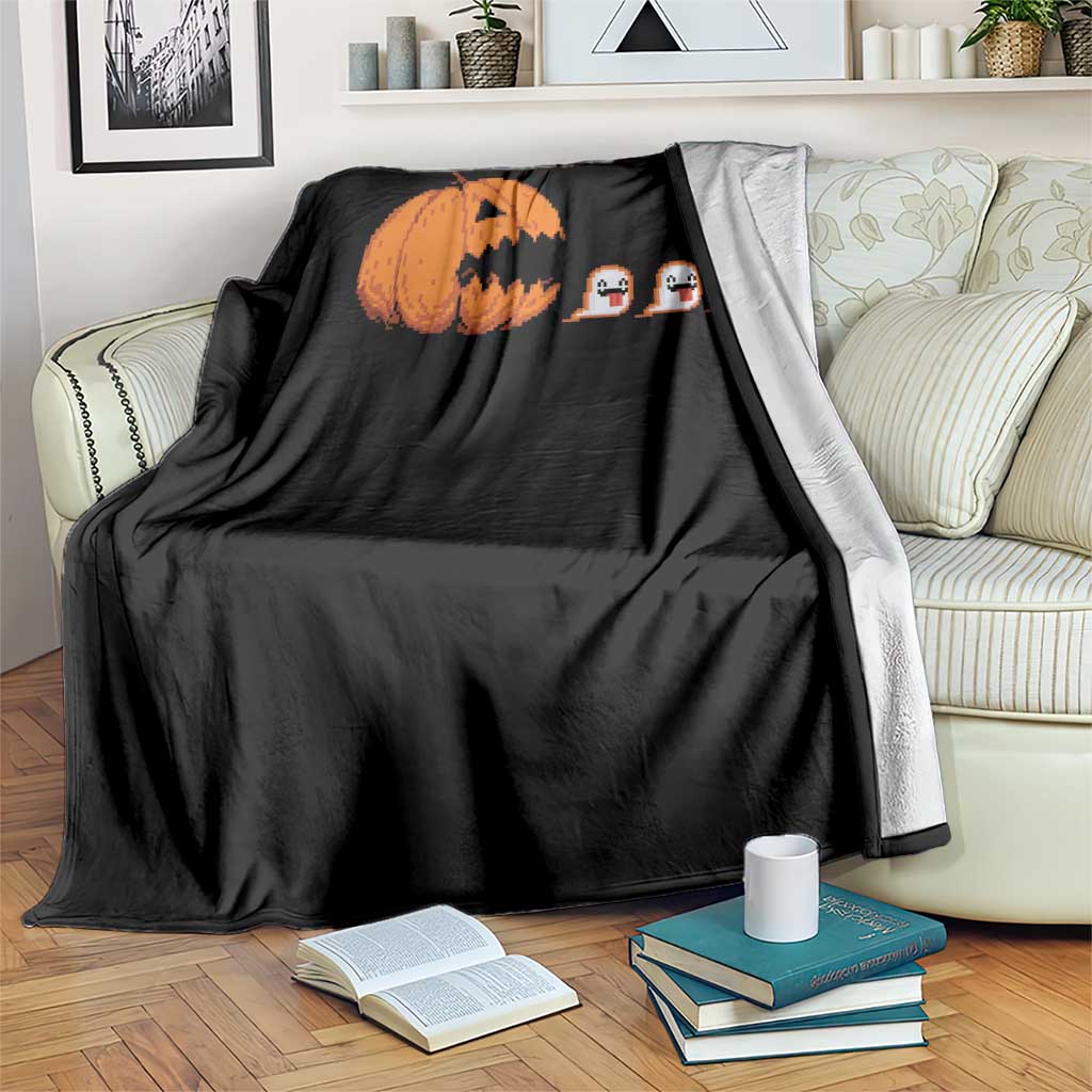 Funny Halloween Gamer Video Gaming Pumpkin Ghost Throw Blanket - Wonder Print Shop