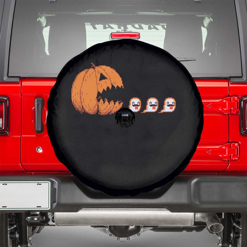 Funny Halloween Gamer Video Gaming Pumpkin Ghost Spare Tire Cover - Wonder Print Shop