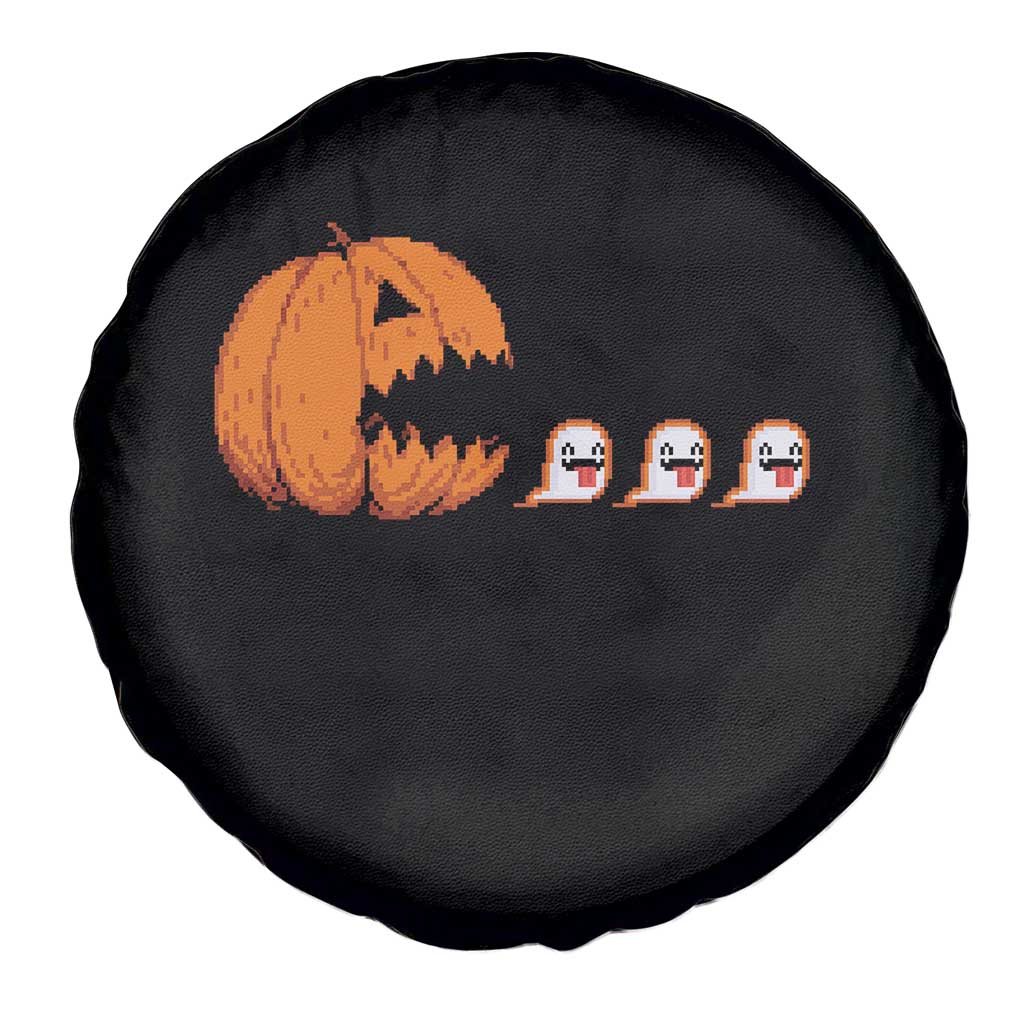 Funny Halloween Gamer Video Gaming Pumpkin Ghost Spare Tire Cover - Wonder Print Shop