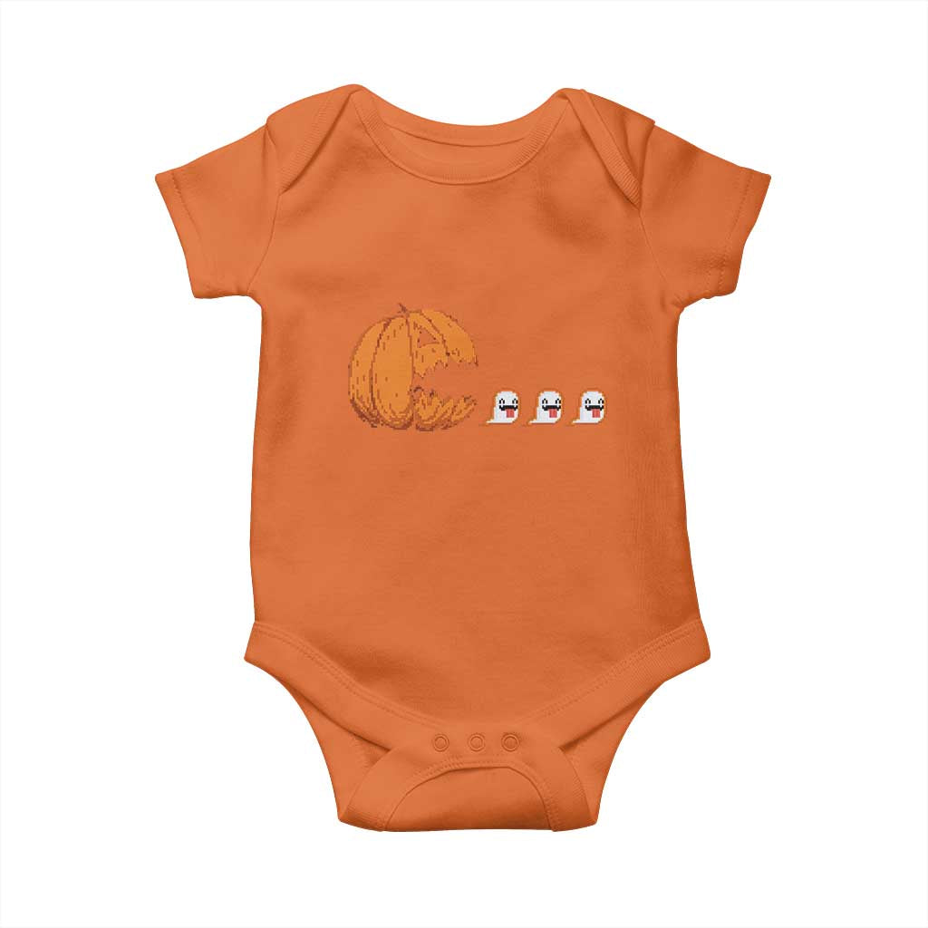 Funny Halloween Gamer Video Gaming Pumpkin Ghost Baby Onesie - Wonder Print Shop
