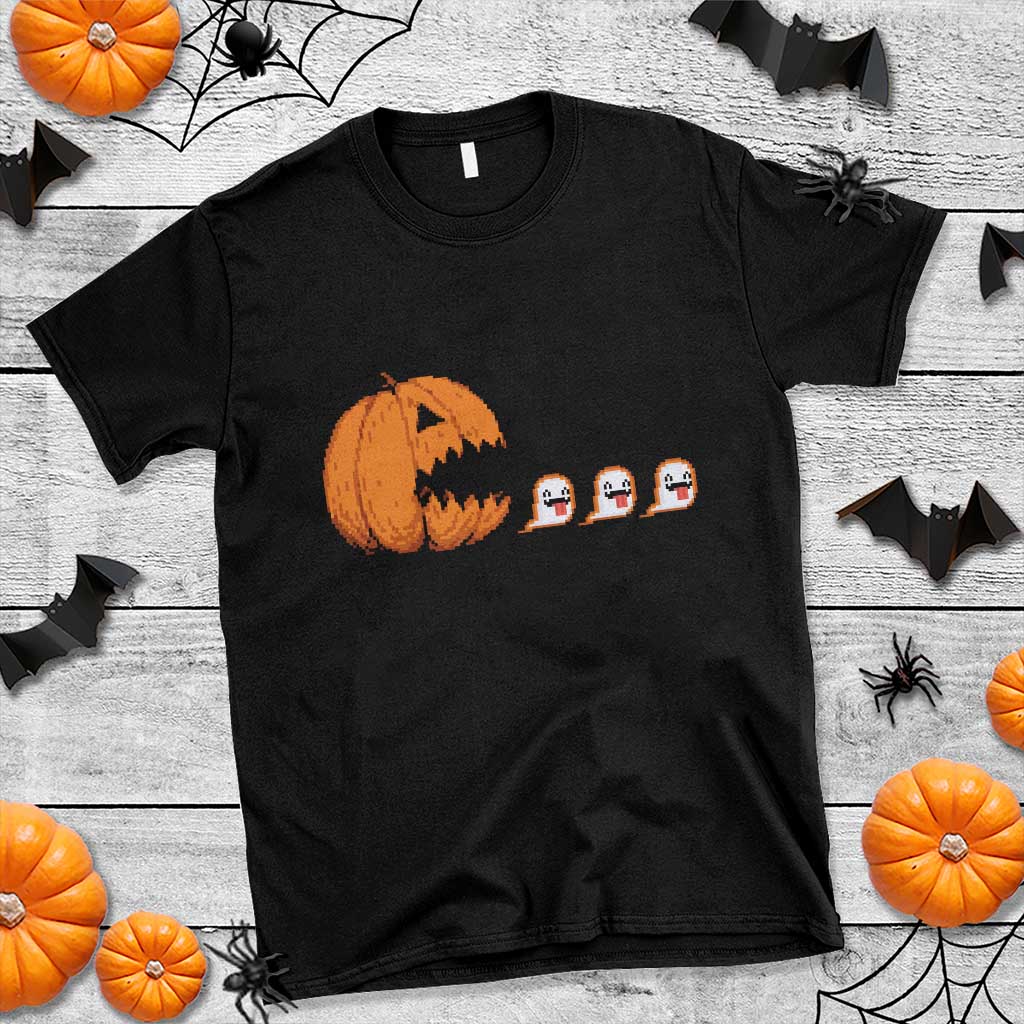 Funny Halloween Gamer Video Gaming Pumpkin Ghost T Shirt - Wonder Print Shop