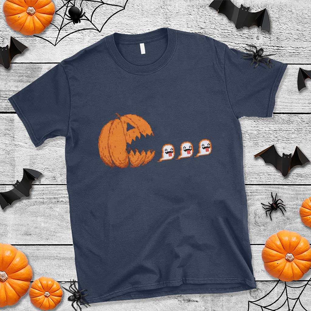 Funny Halloween Gamer Video Gaming Pumpkin Ghost T Shirt - Wonder Print Shop