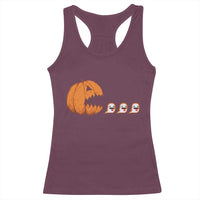 Funny Halloween Gamer Video Gaming Pumpkin Ghost Racerback Tank Top - Wonder Print Shop