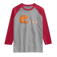 Funny Halloween Gamer Video Gaming Pumpkin Ghost Raglan Shirt - Wonder Print Shop