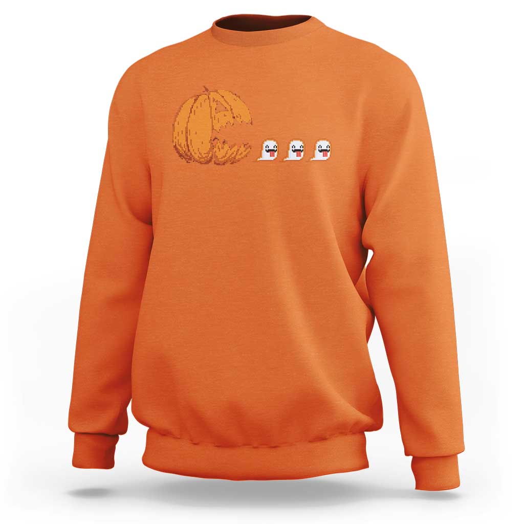 Funny Halloween Gamer Video Gaming Pumpkin Ghost Sweatshirt - Wonder Print Shop