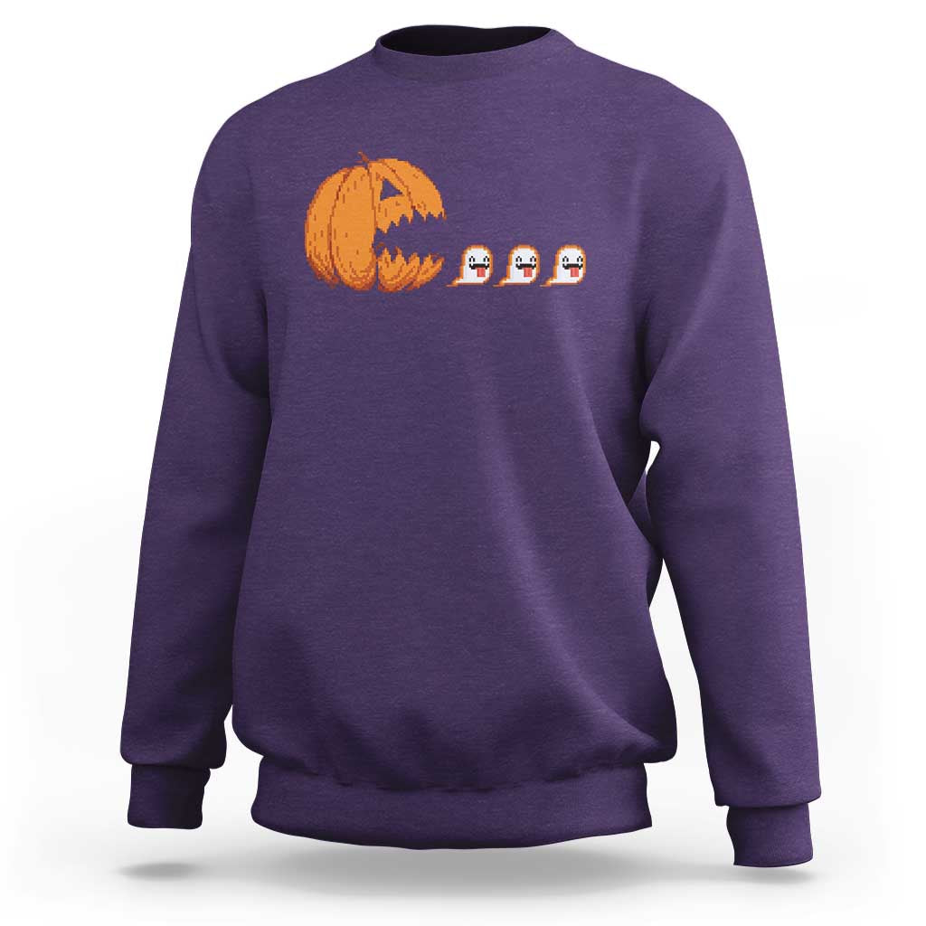 Funny Halloween Gamer Video Gaming Pumpkin Ghost Sweatshirt - Wonder Print Shop