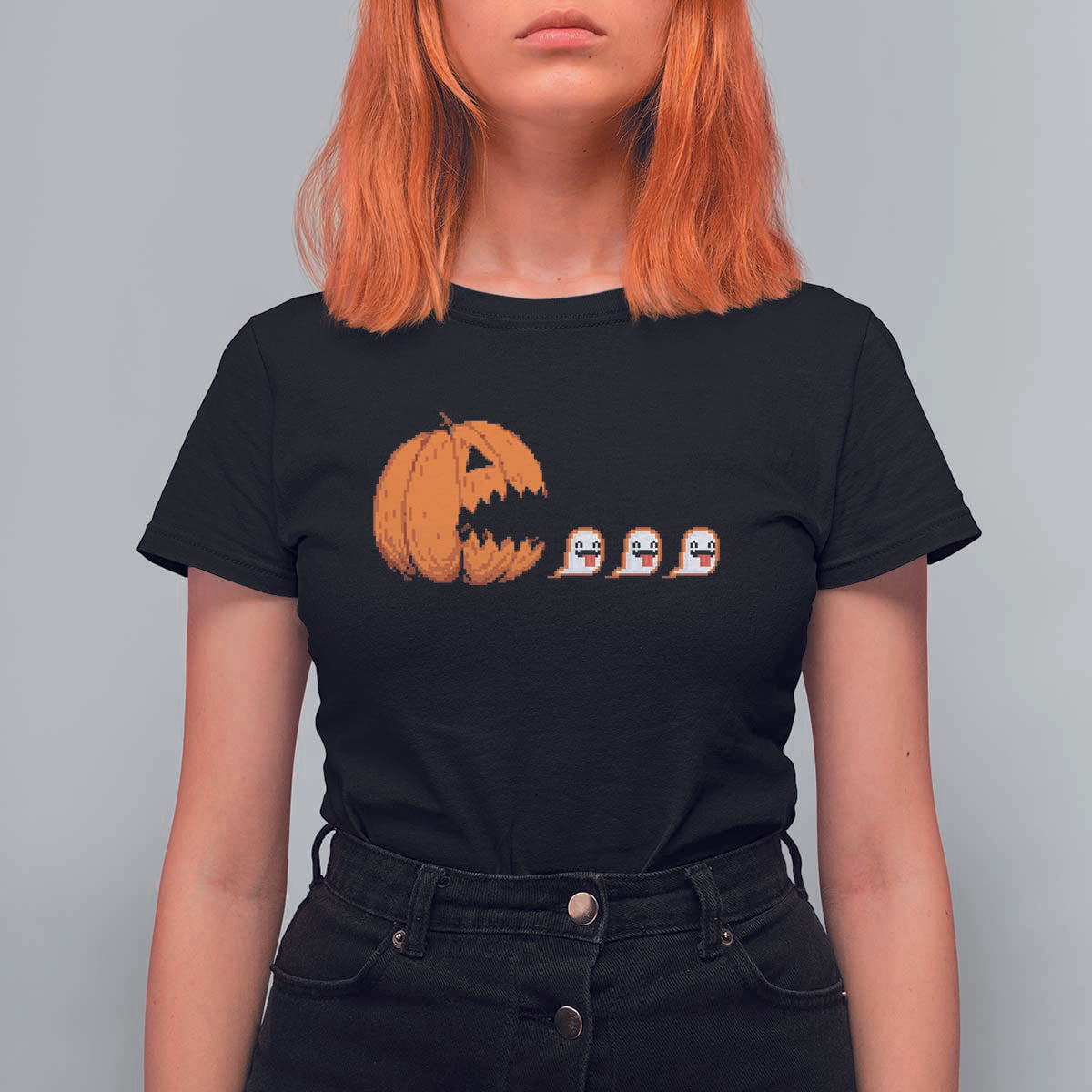 Funny Halloween Gamer Video Gaming Pumpkin Ghost T Shirt For Women - Wonder Print Shop