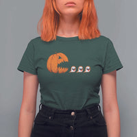 Funny Halloween Gamer Video Gaming Pumpkin Ghost T Shirt For Women - Wonder Print Shop