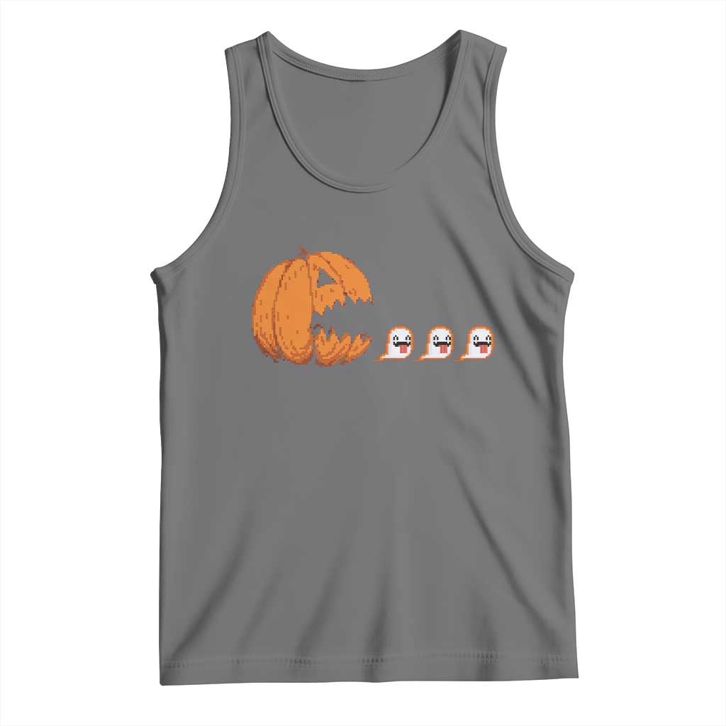 Funny Halloween Gamer Video Gaming Pumpkin Ghost Tank Top - Wonder Print Shop
