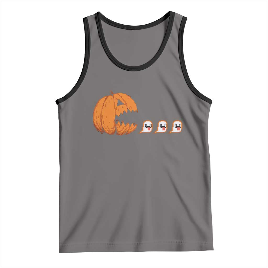 Funny Halloween Gamer Video Gaming Pumpkin Ghost Tank Top - Wonder Print Shop