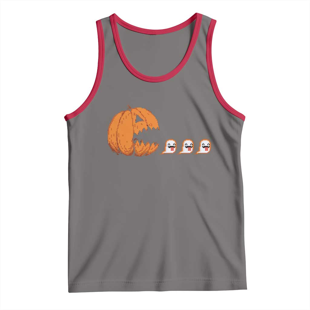 Funny Halloween Gamer Video Gaming Pumpkin Ghost Tank Top - Wonder Print Shop