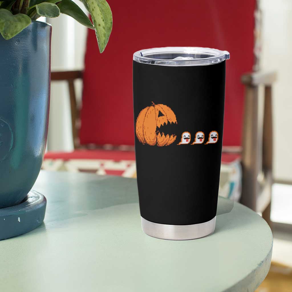 Funny Halloween Gamer Video Gaming Pumpkin Ghost Tumbler Cup - Wonder Print Shop